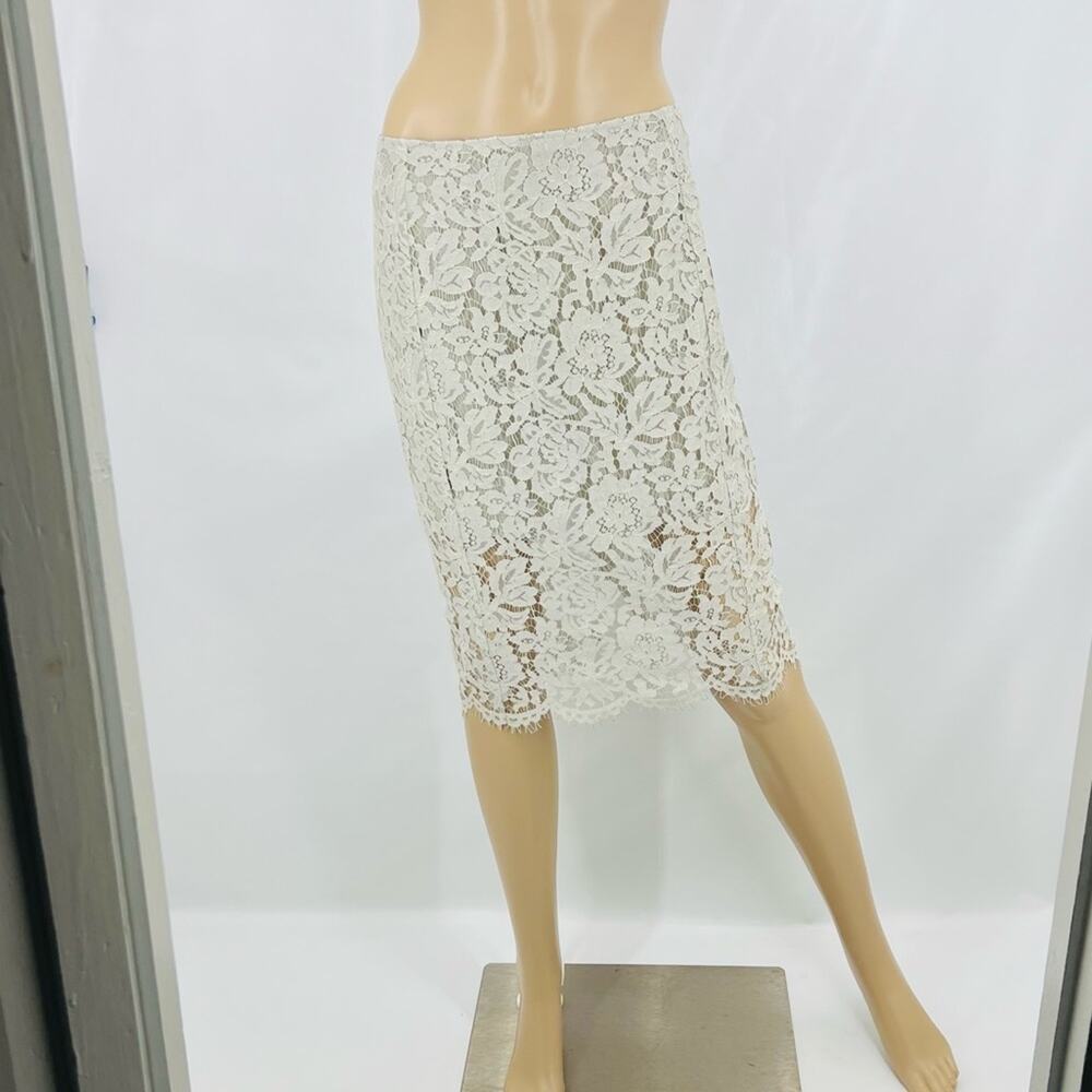 Chaser Beige Lace Pencil Skirt